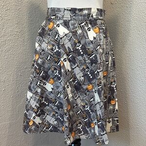 Retrolicious Halloween Kitty Print A-Line Skirt
